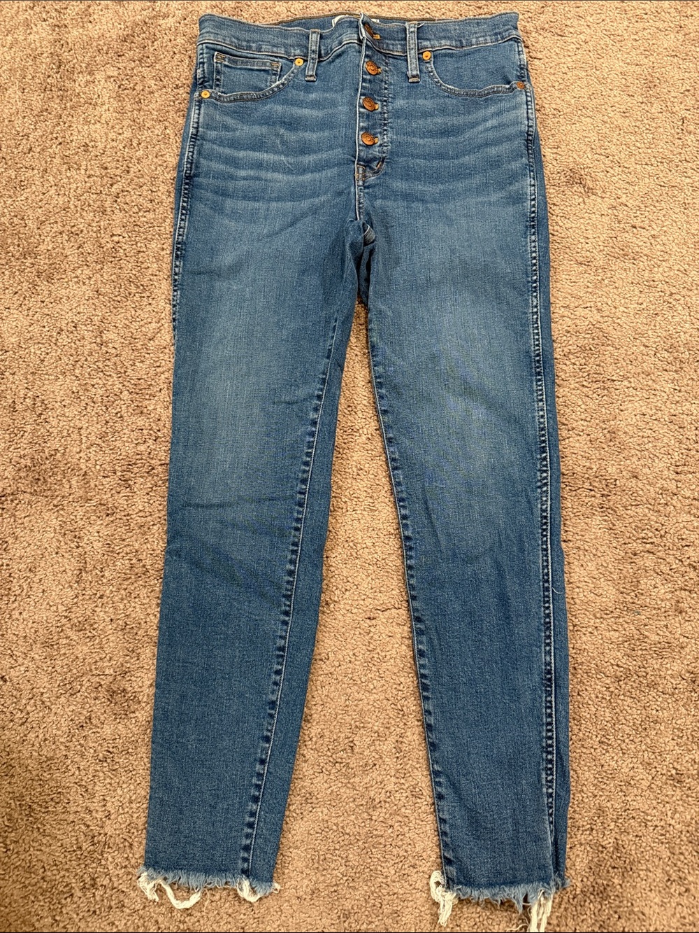 Madewell Button-Fly Ankle Skinny Jeans in Blue Wash